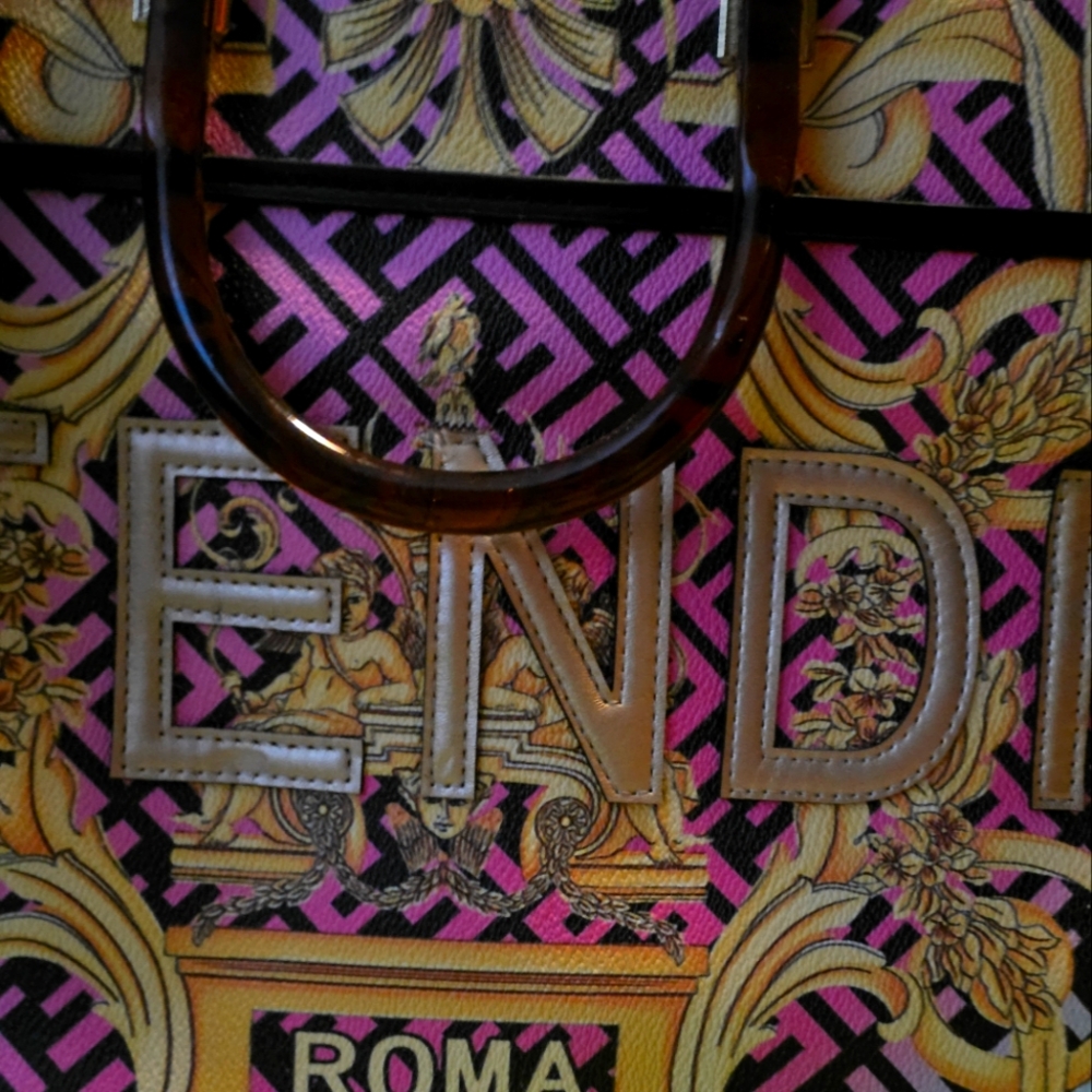 Fendi Pink and Yellow Graphic Tote